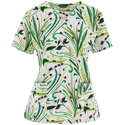 Zoe + Chloe Scrubs Dottie V-Neck Print Top