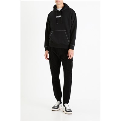 Sudadera oversize con capucha - Negro