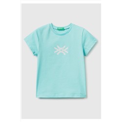United Colors of Benetton Kız Çocuk Su Yeşili T-Shirt 223P3I1XG1096