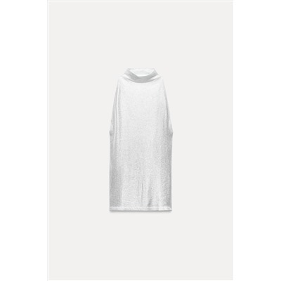 RIBBED FOIL HALTER TOP