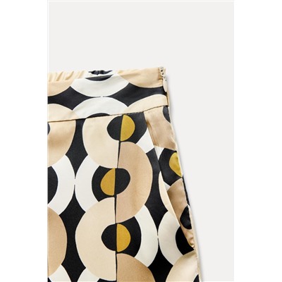 GEOMETRIC PRINT STRAIGHT-LEG TROUSERS