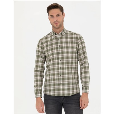 Haki Slim Fit Uzun Kollu Gömlek