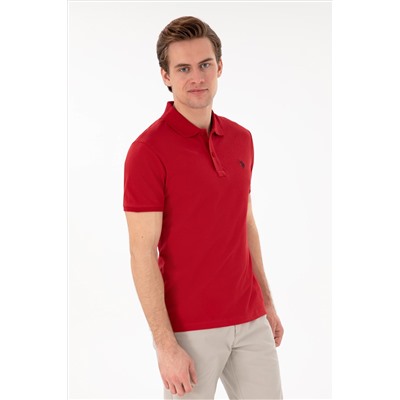 Erkek Slim Fit Polo Yaka Kırmızı Basic Tişört