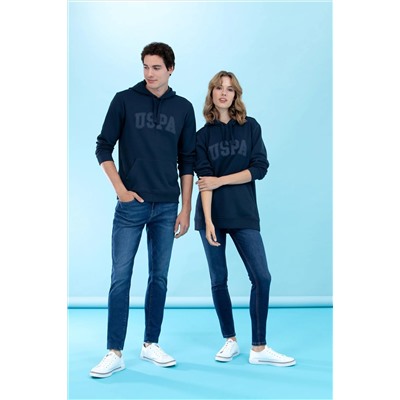 Lacivert Kapüşonlu Basic Sweatshirt (Unisex)