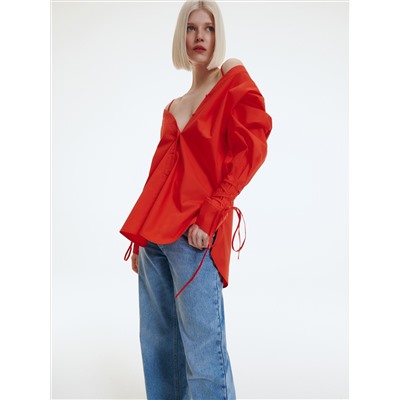 Oversize-Hemdbluse aus Baumwolle
