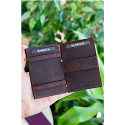 Garbalia, Magic Hakiki Deri Rfıd Engelleyici Unisex Sihirbaz Kahverengi Kartlık Cüzdan