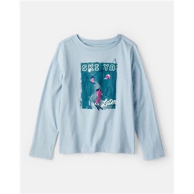 Girls Strawberry Happy Vibes Long-Sleeve Graphic Tee - Pink