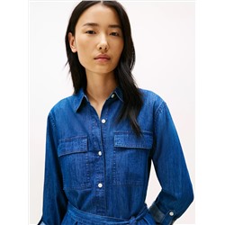 Belted Utility Denim Shirtdress