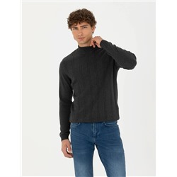 Antrasit Melanj Slim Fit Kazak