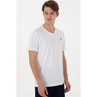 Erkek Regular Fit V Yaka Siyah Basic Tişört