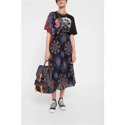Falda midi plisada mandalas