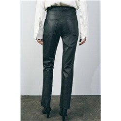 ZW COLLECTION HIGH-WAIST CROPPED BOOTCUT FAUX LEATHER TROUSERS