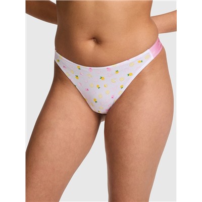 Logo Cotton High-Leg Thong Panty