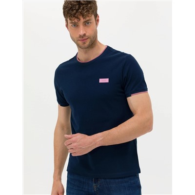 Lacivert Slim Fit Bisiklet Yaka Tişört