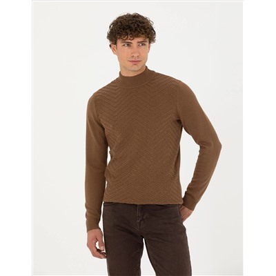 Yeşil Slim Fit Yarım Balıkçı Yaka Triko Kazak