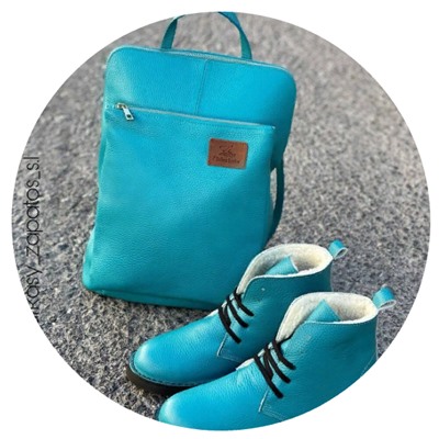 Ab.Zapatos 4619/2 turquesa+PELLE Mochibol acuarios
