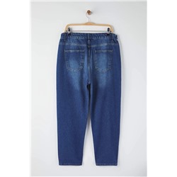 Koyu Mavi Mavi Yüksek Bel Mom Fit Jeans TBBAW24CJ00050