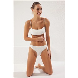 TRENDYOLMİLLA Ekru Straplez Dokulu Regular Bikini Takımı TBESS25BT00067