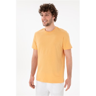 Erkek Regular Fit Bisiklet Yaka Turuncu Basic Tişört