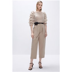 Pantalón recto Beige