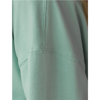 Свободный свитшот с принтом и разрезами из эластичного футера двухнитки без начеса