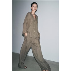ZW COLLECTION 100% LINEN PALAZZO TROUSERS