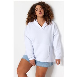 Trendyol Curve Bej Kalın İçi Polarlı Oversize Örme Sweatshirt TBBAW24AO00019