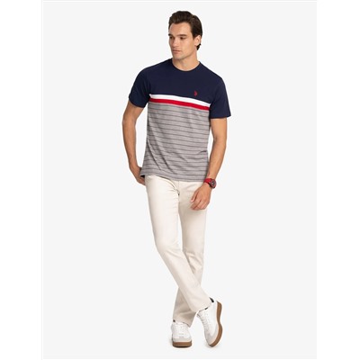 COLOR BLOCK YARN DYE STRIPE T-SHIRT
