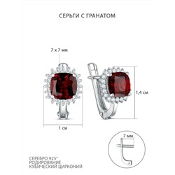 Кольцо из серебра с гранатом и кубическим цирконием родированное 925 пробы GTR-3553-G