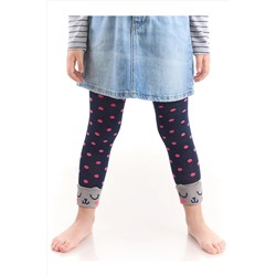 Denokids Kedi Puantiye Kız Çocuk Lacivert Puantiyeli Çorap Tayt CFF-22S1-143