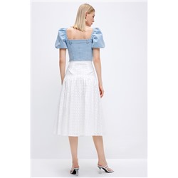 Falda midi Blanco