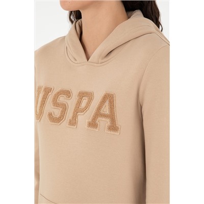 Kadın Kum Basic Kapüşonlu Sweatshirt