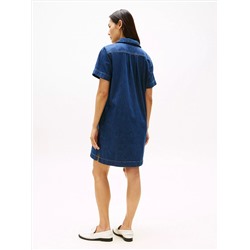 Short-Sleeve Denim Pullover Dress
