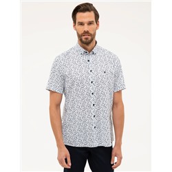 Lacivert Regular Fit Kısa Kollu Gömlek