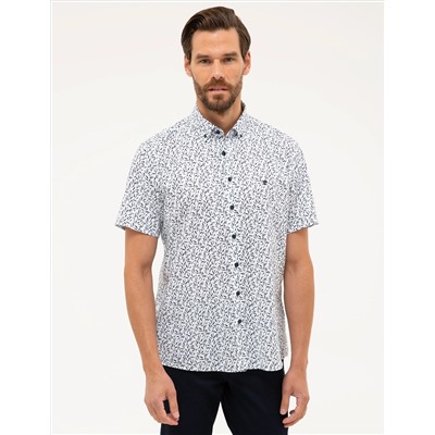 Lacivert Regular Fit Kısa Kollu Gömlek