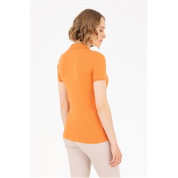 Kadın Kiremit Basic Polo Yaka Tişört