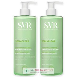 SVR SEBIACLEAR GEL MOUSSANT - Nettoyant sans Savon, Purifiant, Désincrustant 2x400mlLot  × 2