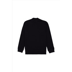 Erkek Çocuk Siyah Basic Bisiklet Yaka Sweatshirt