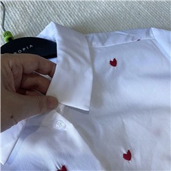 Женская рубашка с вышитыми сердечками, экспорт  💋 Cach*e Cach*e Цена на оф.сайте 36€