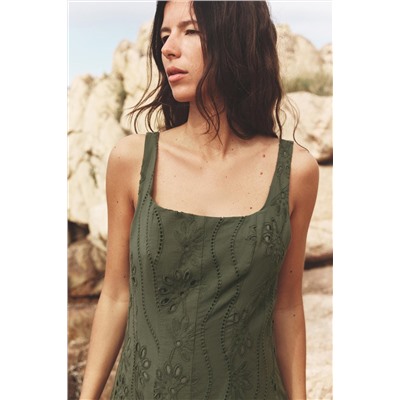 MIDI DRESS WITH CUTWORK EMBROIDERY
