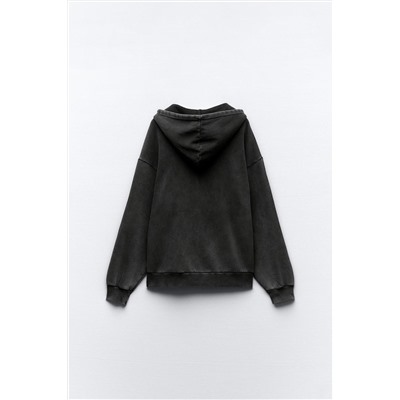 FADED-EFFECT RING HOODIE