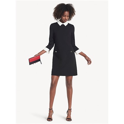 TOMMY HILFIGER ESSENTIAL COLLARED LONG-SLEEVE DRESS
