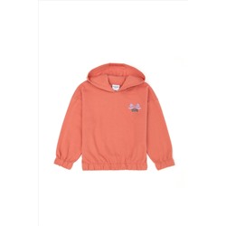 Kız Çocuk Somon Kapüşonlu Sweatshirt