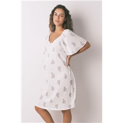 Camisón midi "maternity" algodón floral marfil