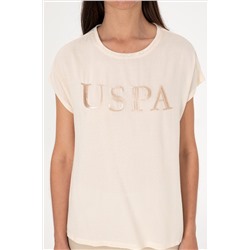 Kadın Krem Bisiklet Yaka Tişört