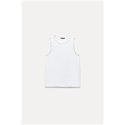 COTTON TOP WITH FAUX PEARLS