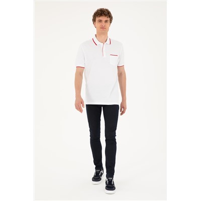 Erkek Regular Fit Polo Yaka Beyaz Tişört