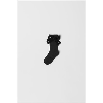 KIDS/ PACK DE DOS CALCETINES ESTRUCTURA LAZO PERLAS