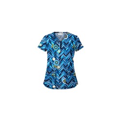 UA Chevron Flower Navy Scrub Top