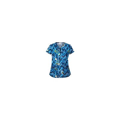 UA Chevron Flower Navy Scrub Top